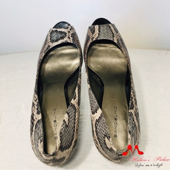Bandolino Snakeskin Print Peep Toe Heels - Picture 6 of 7